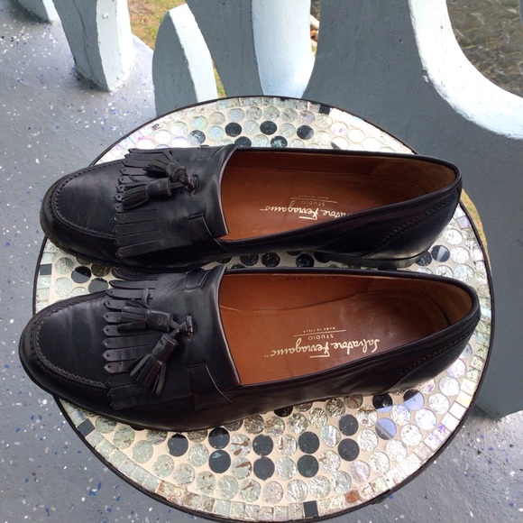 Salvatore Ferragamo All Leather Tasseled Loafers Made in Italy Size 12 D